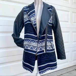 🆕F21 Vegan Faux Leather Aztec Tribal Quilt Jacket